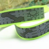 Printed grosgrain reflective ribbon