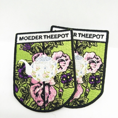 Custom embroidered patches teapot