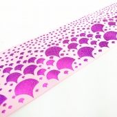 Pink Laser Foil Printed Grosgrain Ribbon