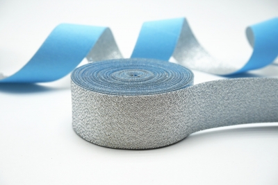 Horse ribbon woven material pure silver color back blue