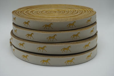 Horse ribbon white/gold