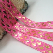 Foil print gold satin ribbon