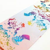 Rainbow Colorful Foil Printed Grosgrain Ribbon