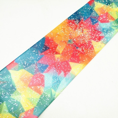Heat-transfer Silver Glitter Foil Printed Grosgrain Ribbon