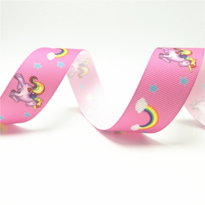 Printed grosgrain ribbon Unicorn