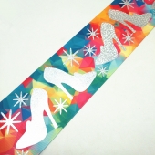 Silver Laser Foil Printed Grosgrain Ribbon High heels Starburst