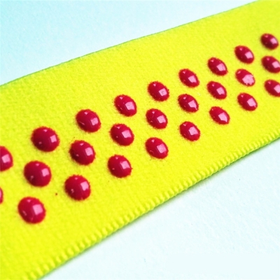 Non-slip silicone elastic webbing yellow dot