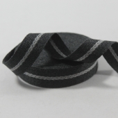 ECO-Friendly Natural Stripe Rib Weave Cotton Ribbon Black and Grey